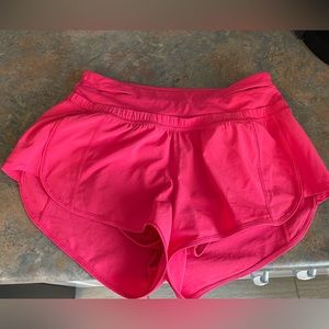Lululemon running shorts, coral pink